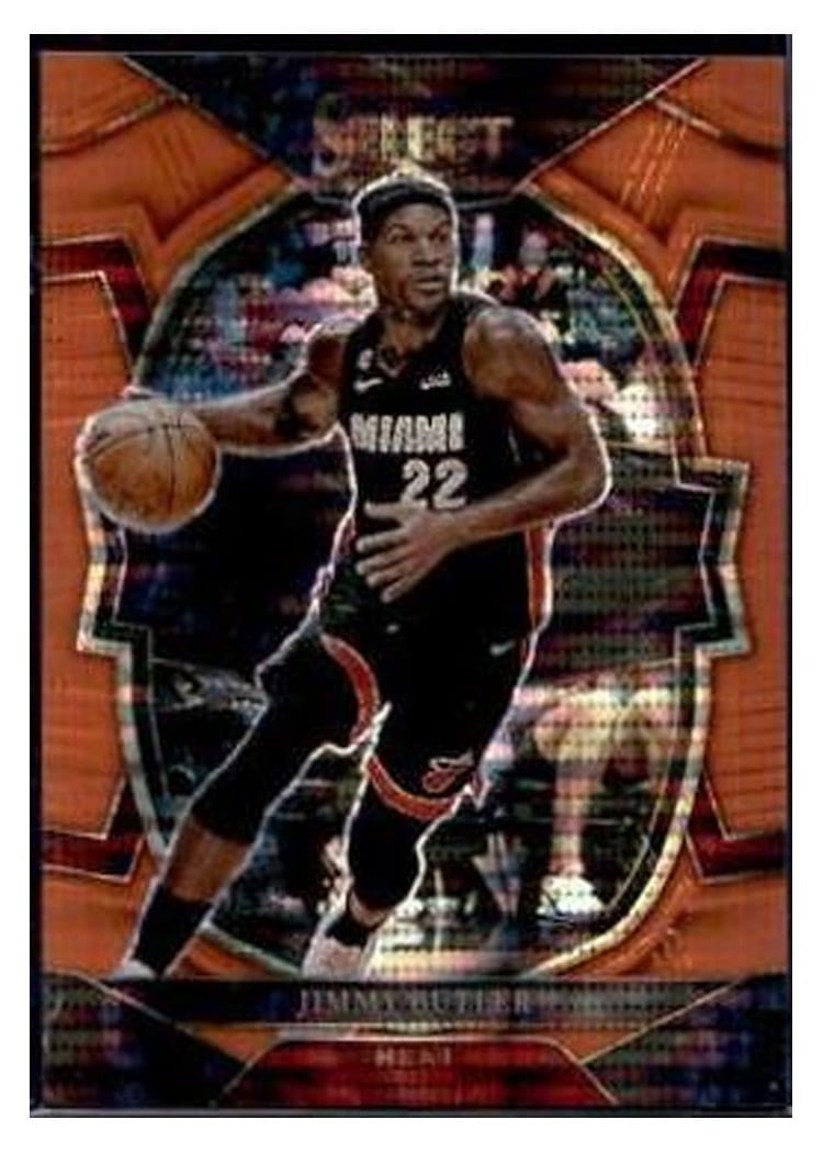 2022-23 Panini Select Base Set Jimmy Butler Neon Orange Pulsar Prizm #208 card
