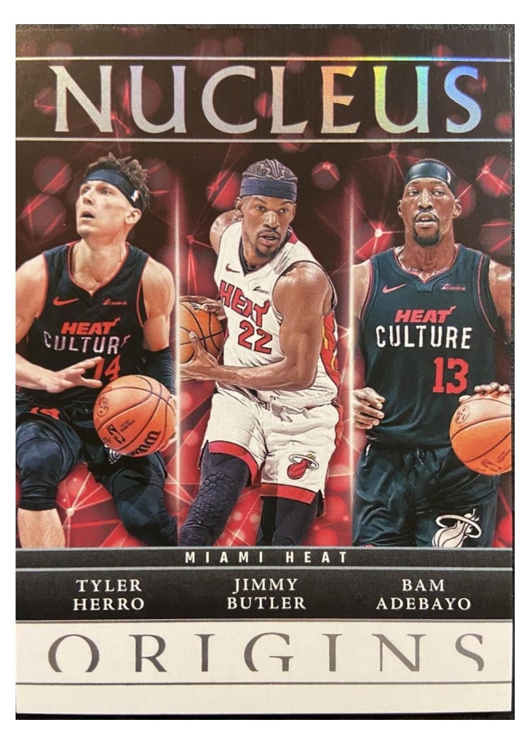 2024-25 Panini Origins Nucleus Set Jimmy Butler III/Tyler Herro/Bam Adebayo #8 card