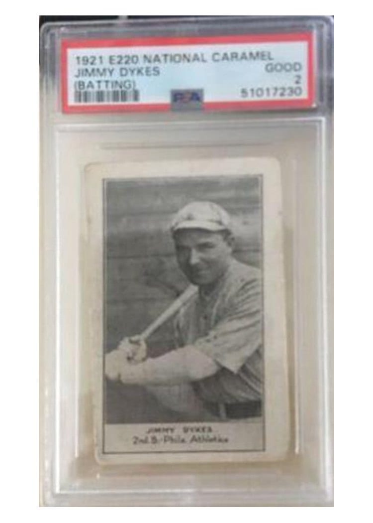 1921 E220 National Caramel Jimmy Dykes card