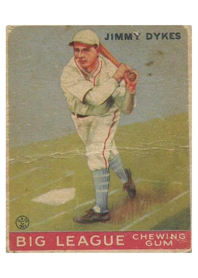 1933 Goudey Jimmy Dykes Age Is 26 in Bio #6 card