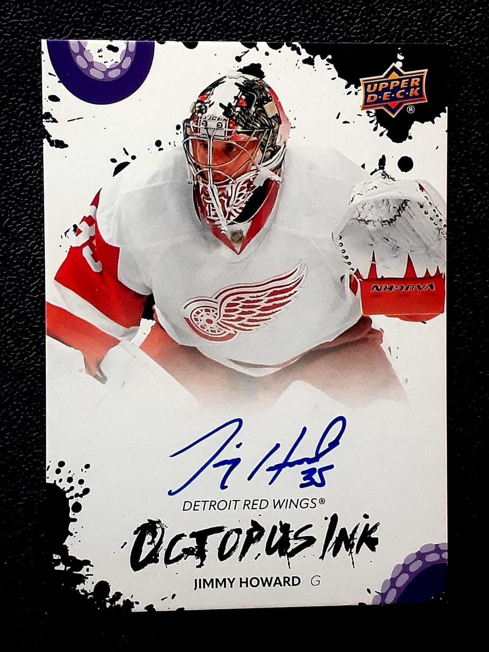 2025-26 Upper Deck Detroit Red Wings Centennial Octopus Ink Jimmy Howard #OI-JH card