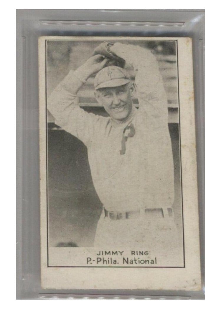 1921 E220 National Caramel Jimmy Ring card