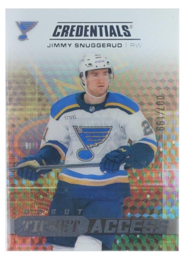 2025-26 Upper Deck Credentials Acetate Debut Ticket Access Jimmy Snuggerud #DTAA-JS card