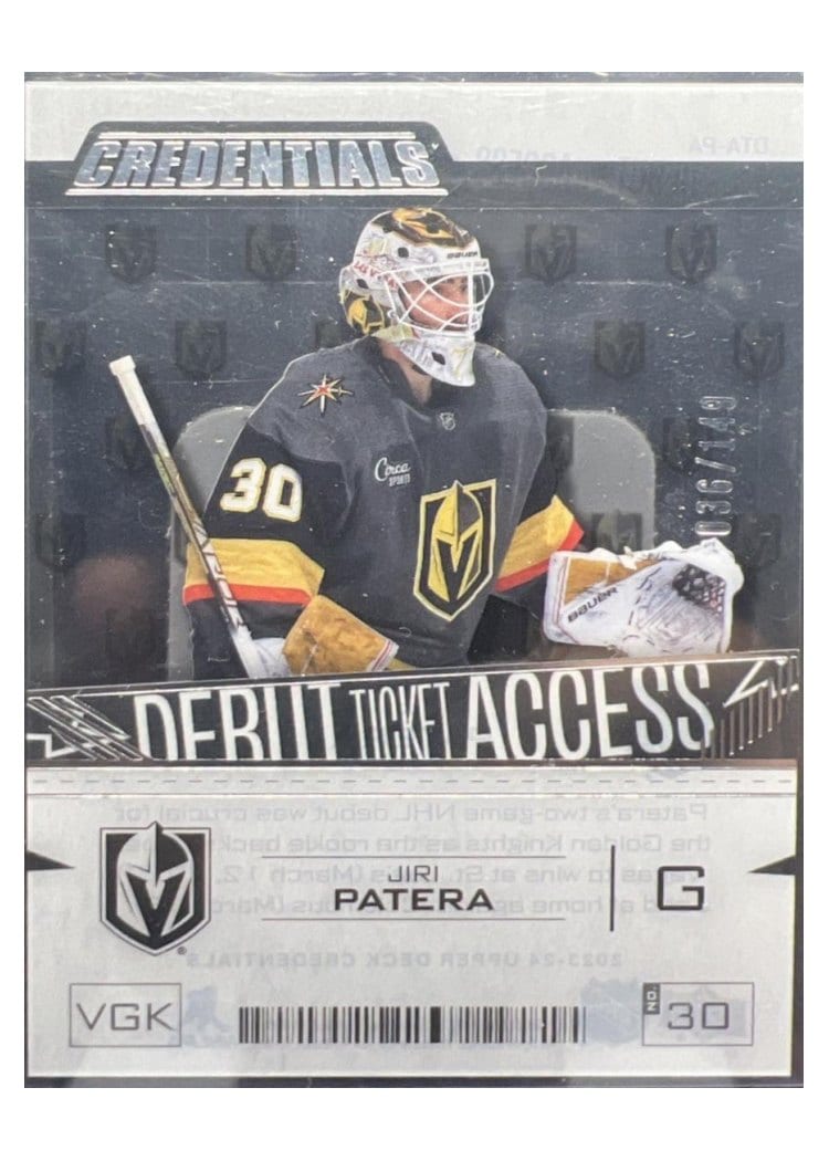 2023-24 Upper Deck Credentials Acetate Debut Ticket Access Jiri Patera #DTA-PA card