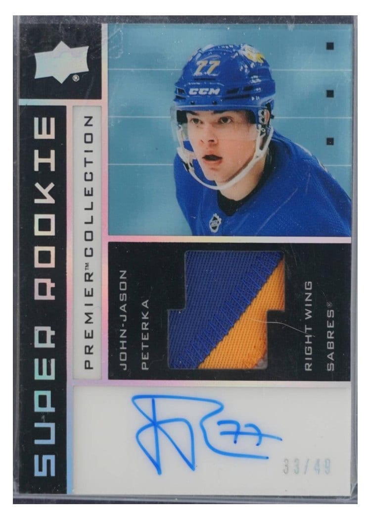 2021-22 Upper Deck Premier 2002-03 Super Rookie Autograph Patch JJ Peterka #SRR-JP card