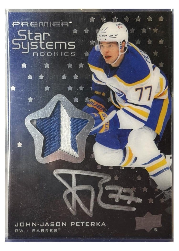 2021-22 Upper Deck Premier Star Systems Rookies Autograph Patch JJ Peterka #SSR-JP card