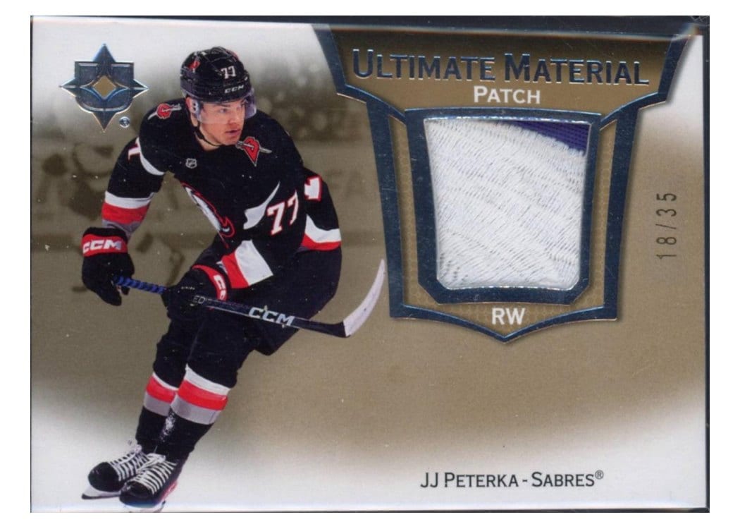 2022-23 Upper Deck Ultimate Collection Ultimate Premium Material Parallel JJ Peterka #UMS-JP card