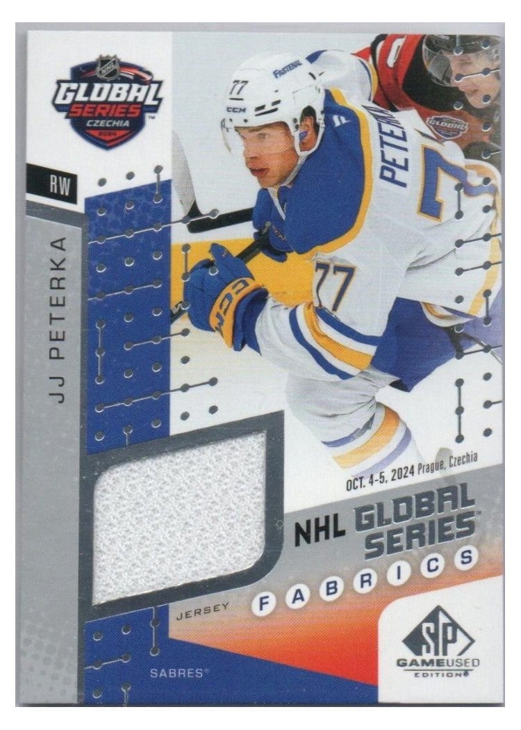 2025-26 SP Game Used 2024 Global Series Devils vs. Sabres Fabrics JJ Peterka #GSF1-6 card