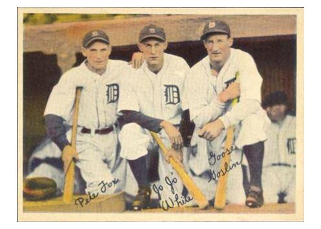 1936 R312 Jo Jo' White, Goose Goslin, Pete Fox card
