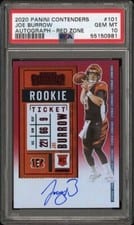 2020 Panini Contenders Joe Burrow Autograph Red Zone #101 card