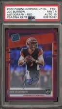 2020 Panini Donruss Optic Joe Burrow Autograph Red #151 card