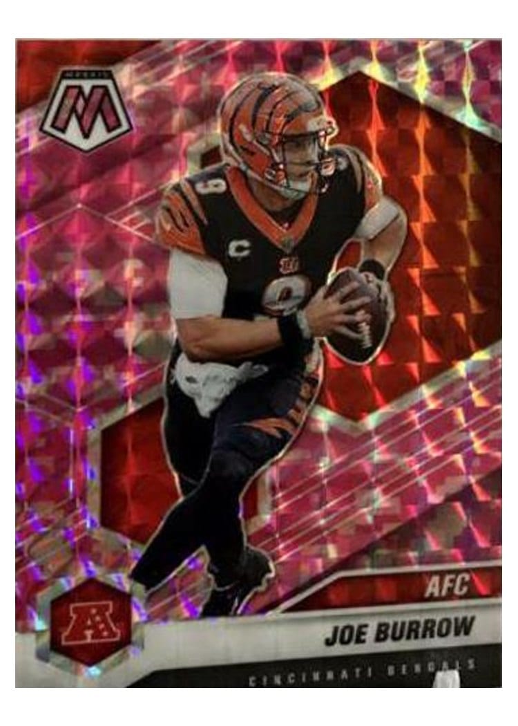 2021 Panini Mosaic Base Set Joe Burrow Camo Pink Mosaic #226 card