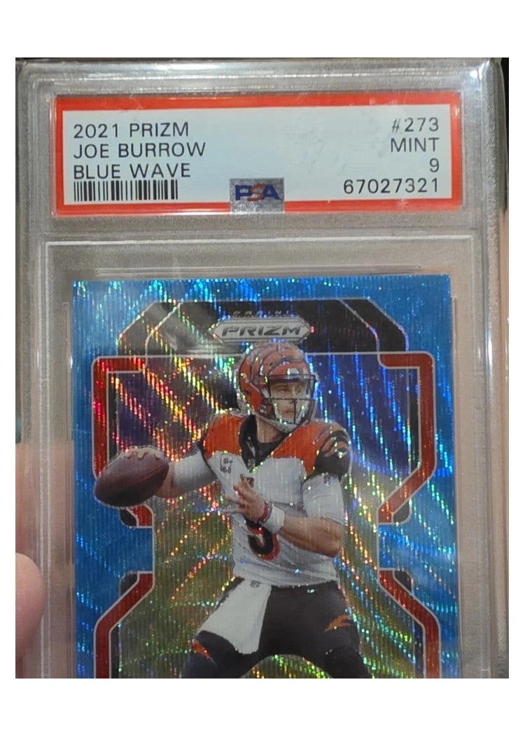 2021 Panini Prizm Base Set Joe Burrow Blue Wave Prizm #273 card