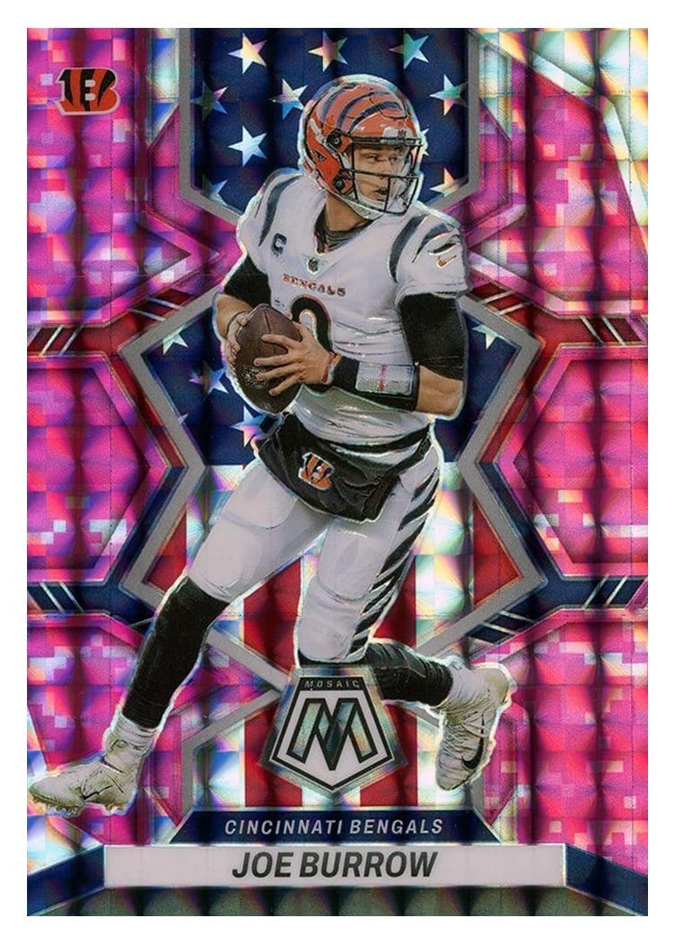 2022 Panini Mosaic Joe Burrow Camo Pink #255 card