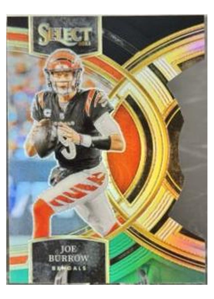 2023 Panini Select Base Set Joe Burrow Black Green Prizm Die-Cut #165 card