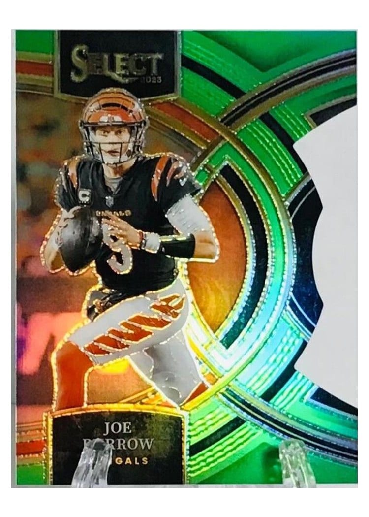 2023 Panini Select Base Set Joe Burrow Neon Green Prizm Die-Cut #165 card