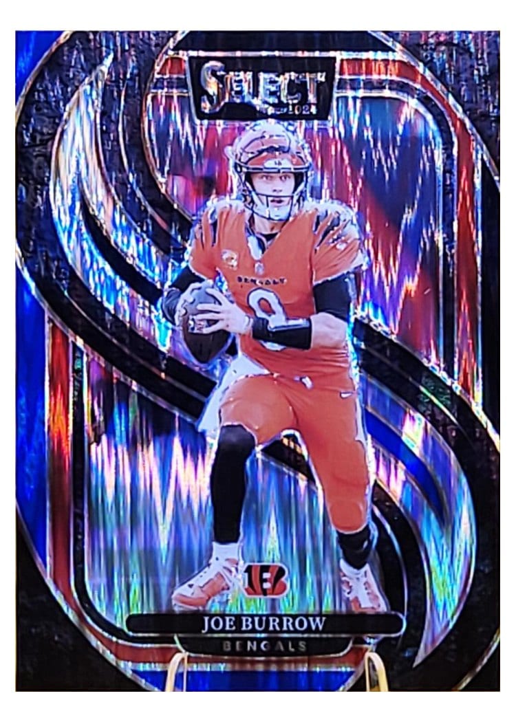 2024 Panini Select Joe Burrow Black Blue Prizm Shock #127 card