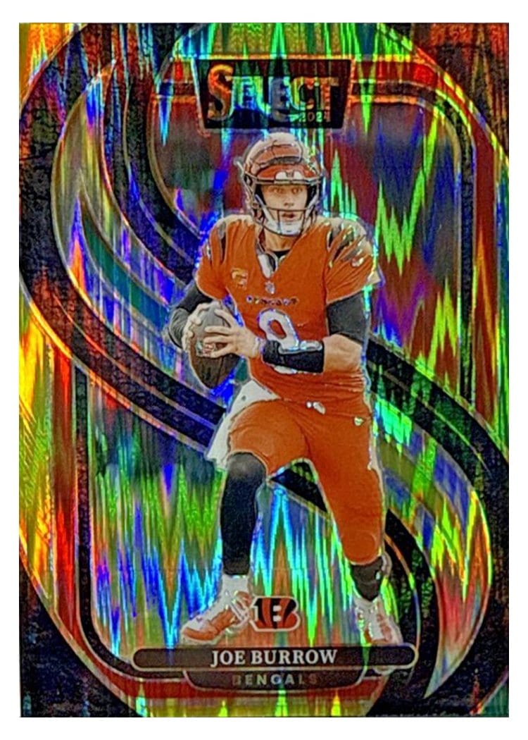 2024 Panini Select Joe Burrow Green Yellow Prizm Shock #127 card