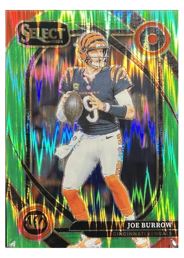 2024 Panini Select Base Set Joe Burrow Neon Green Prizm Shock #230 card