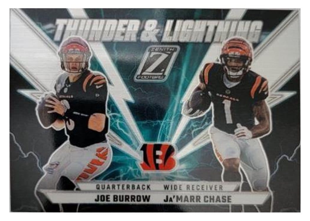 2022 Zenith Thunder and Lightning Joe Burrow / Ja'Marr Chase #TL-JJ card