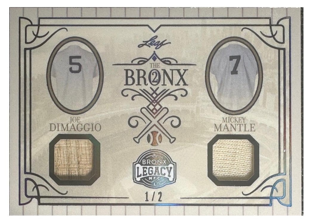 2025 Leaf Bronx Legacy The Bronx 2 Joe DiMaggio / Mickey Mantle #B2-10 card
