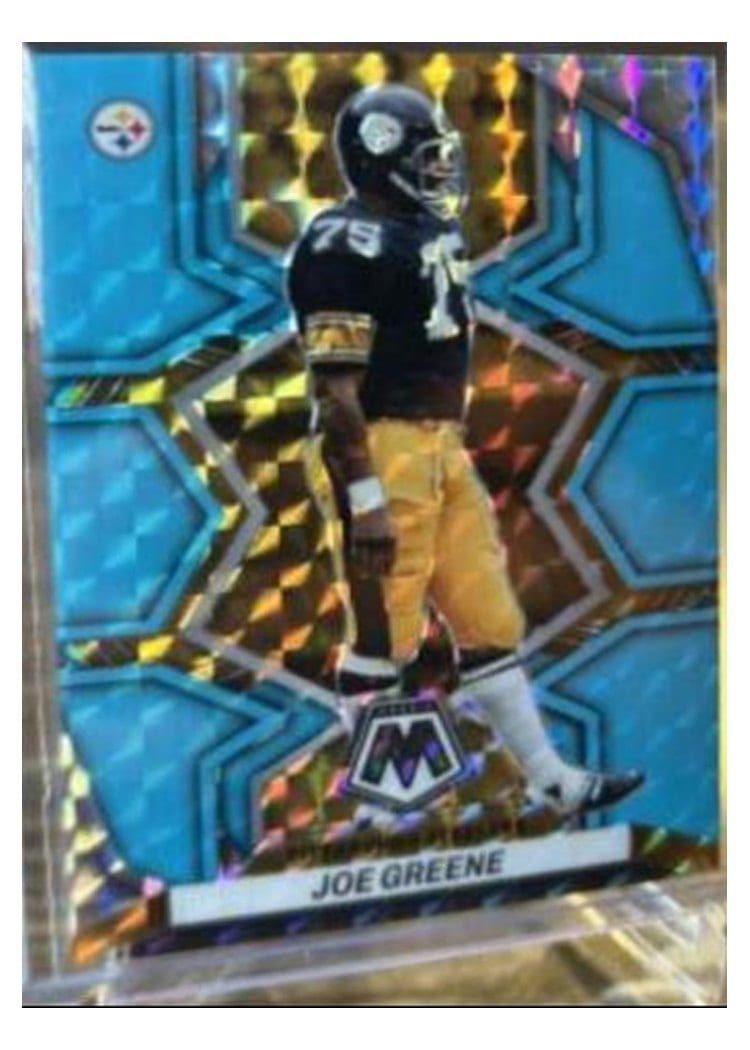 2022 Panini Mosaic Base Set Joe Greene Blue Fluorescent #168 card