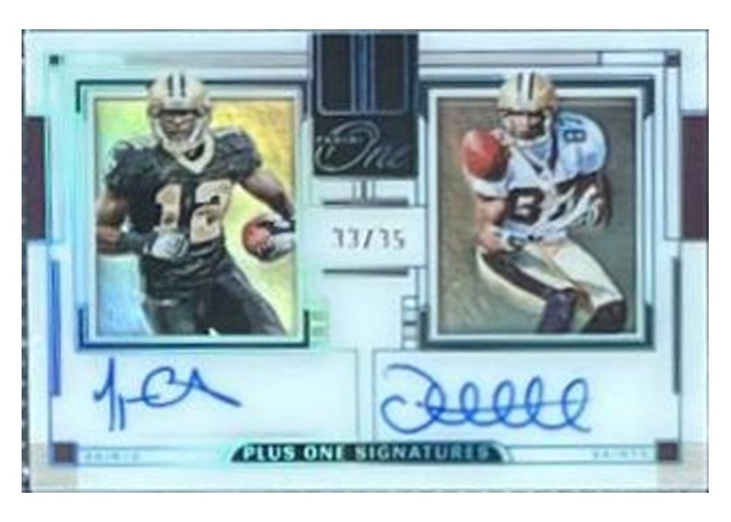 2023 Panini One Plus One Signatures Joe Horn/Marques Colston #156 card