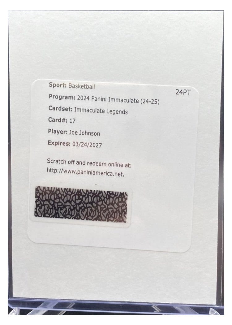 2024-25 Panini Immaculate Collection Immaculate Legends Set Joe Johnson #17 card