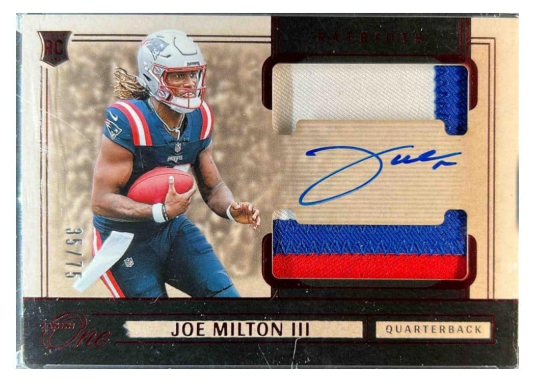 2024 Panini One Rookie Dual Patch Autographs Joe Milton III #35 card