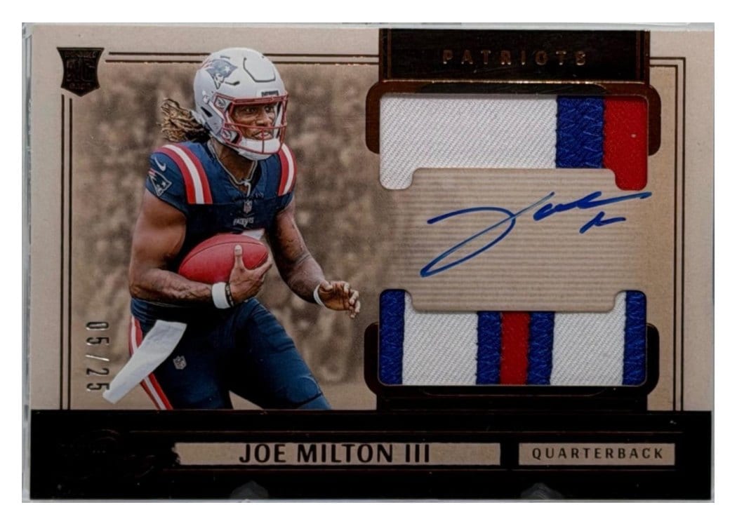 2024 Panini One Rookie Dual Patch Autographs Joe Milton III #35 card