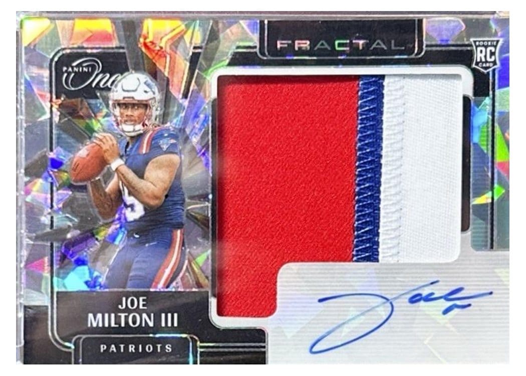 2024 Panini One Rookie Fractal Autographs Joe Milton III #395 card