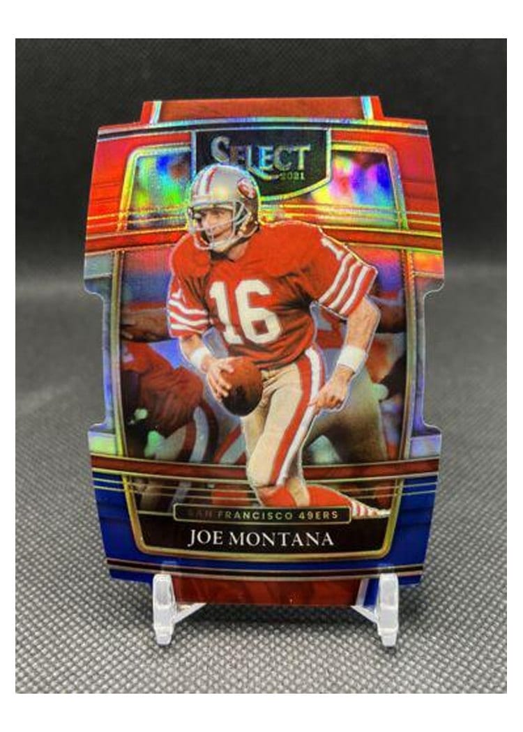 2021 Panini Select Base Set Joe Montana Red and Blue Die Cut #36 card