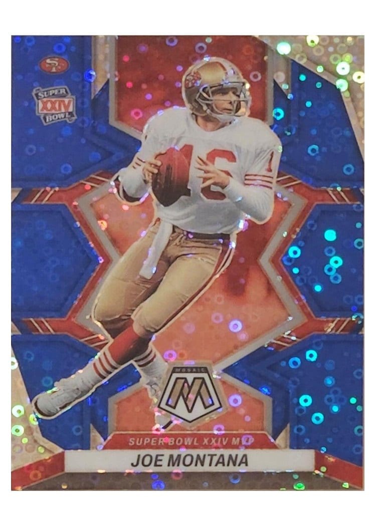 2022 Panini Mosaic Base Set Joe Montana No Huddle Blue #296 card
