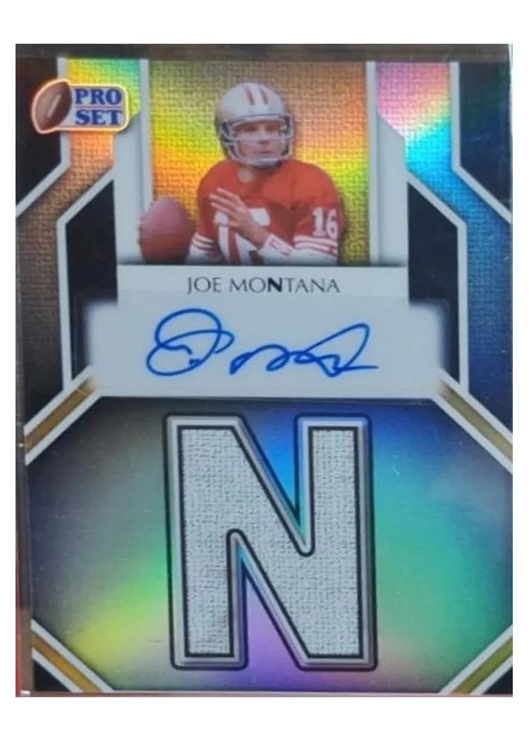 2025 Leaf Pro Set Metal Surname Signatures Prismatic Joe Montana #SS-JM2 card