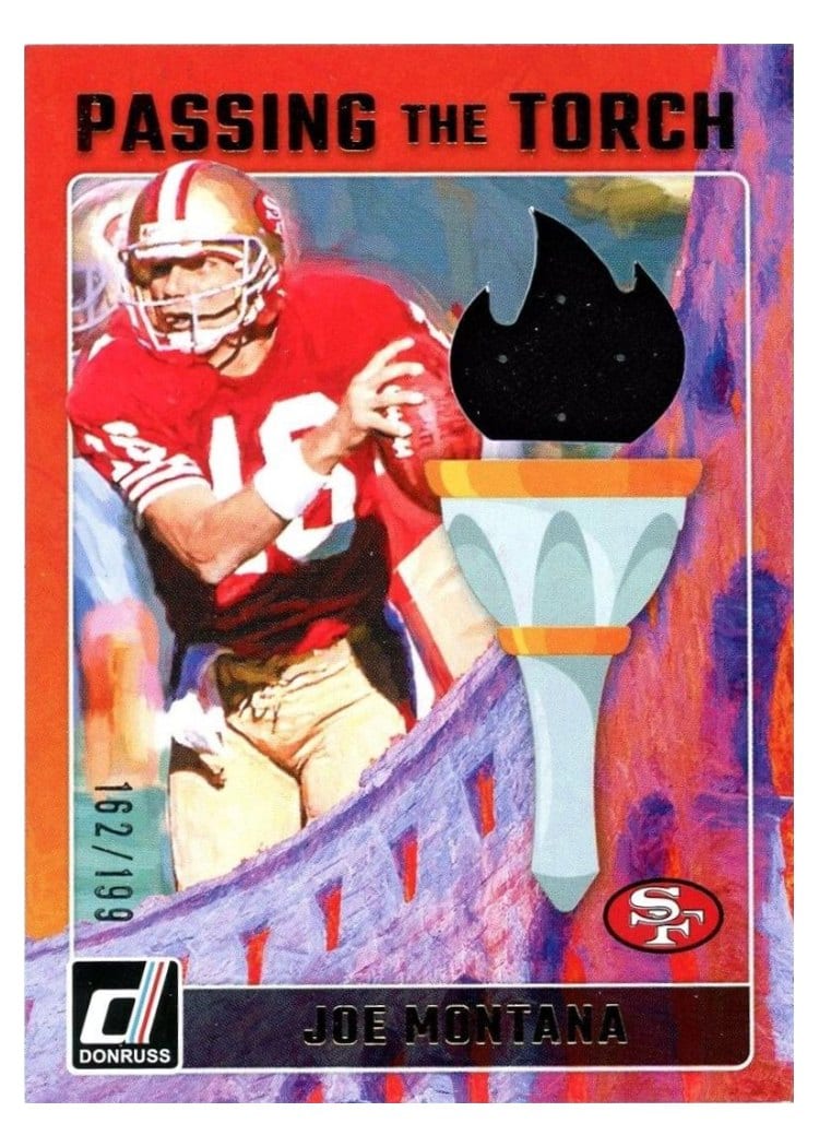 2024 Donruss Passing the Torch Joe Montana / Brock Purdy #PTT-49 card