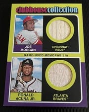 2024 Topps Heritage Clubhouse Collection Dual Relics Joe Morgan / Ronald Acuña Jr. #CCDR-MA card