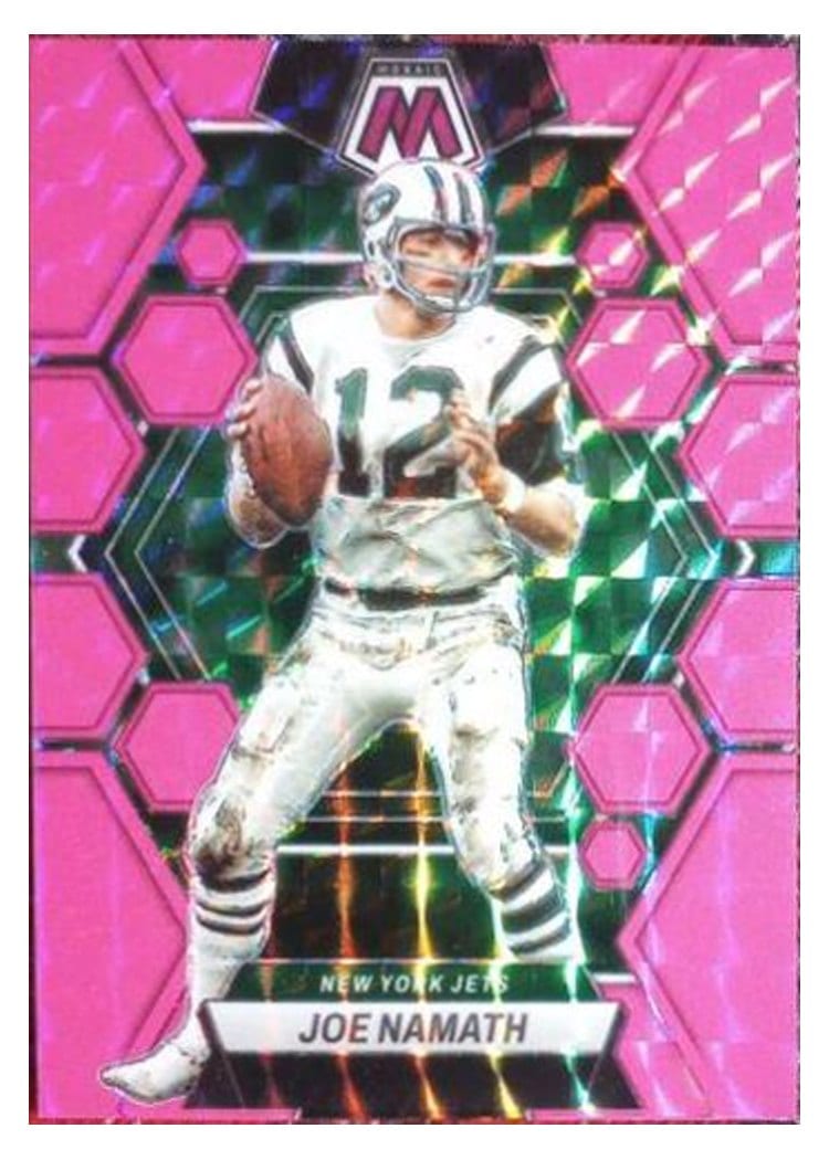 2023 Panini Mosaic Base Set Joe Namath Pink Fluorescent #272 card