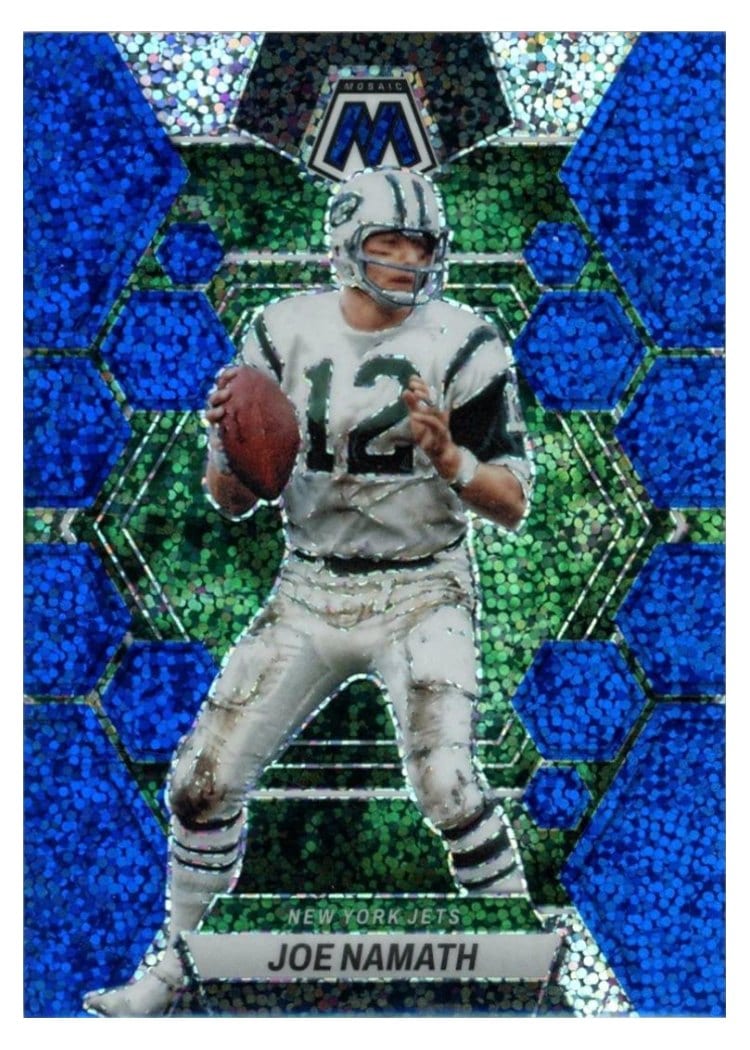 2023 Panini Mosaic Base Set Joe Namath Blue Sparkle #79 card