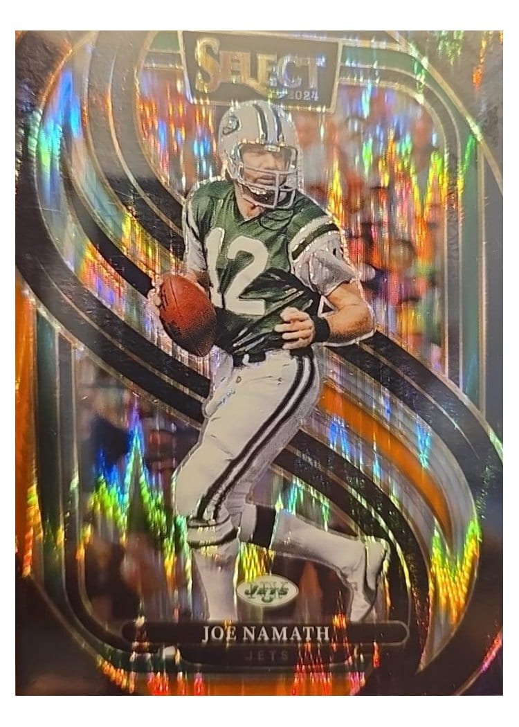 2024 Panini Select Base Set Joe Namath Black Orange Prizm Shock #170 card