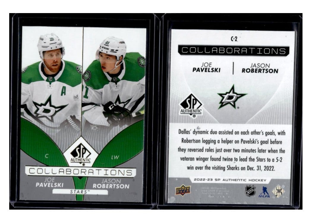 2022-23 SP Authentic Collaborations Joe Pavelski/Jason Robertson #C-2 card