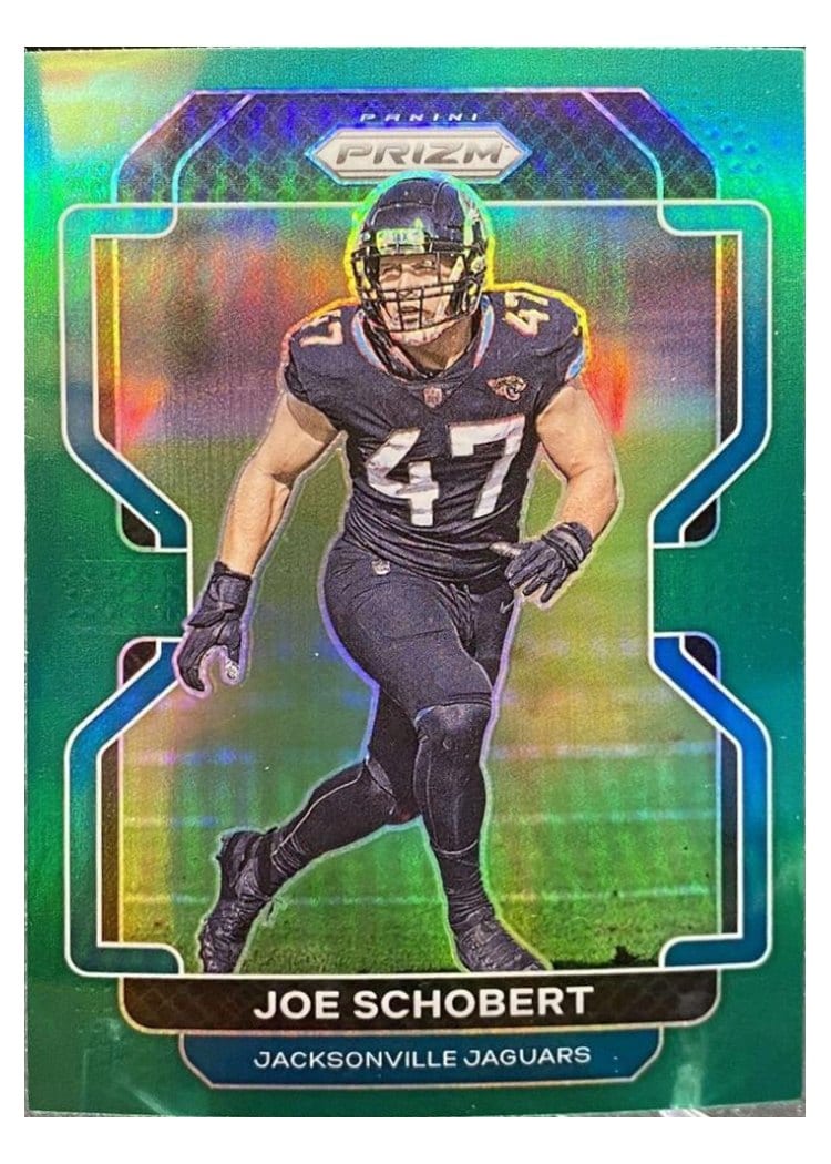 2021 Panini Prizm Base Set Joe Schobert Green Shimmer #17 card