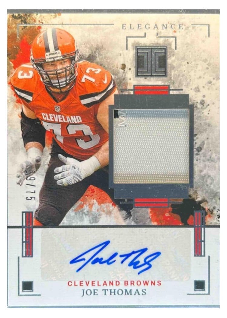 2025 Panini Impeccable Elegance Retired Patch Autos Joe Thomas #8 card