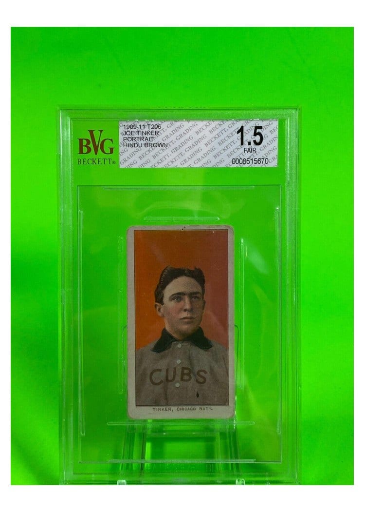 1909 T206 Hindu Brown Joe Tinker Portrait card