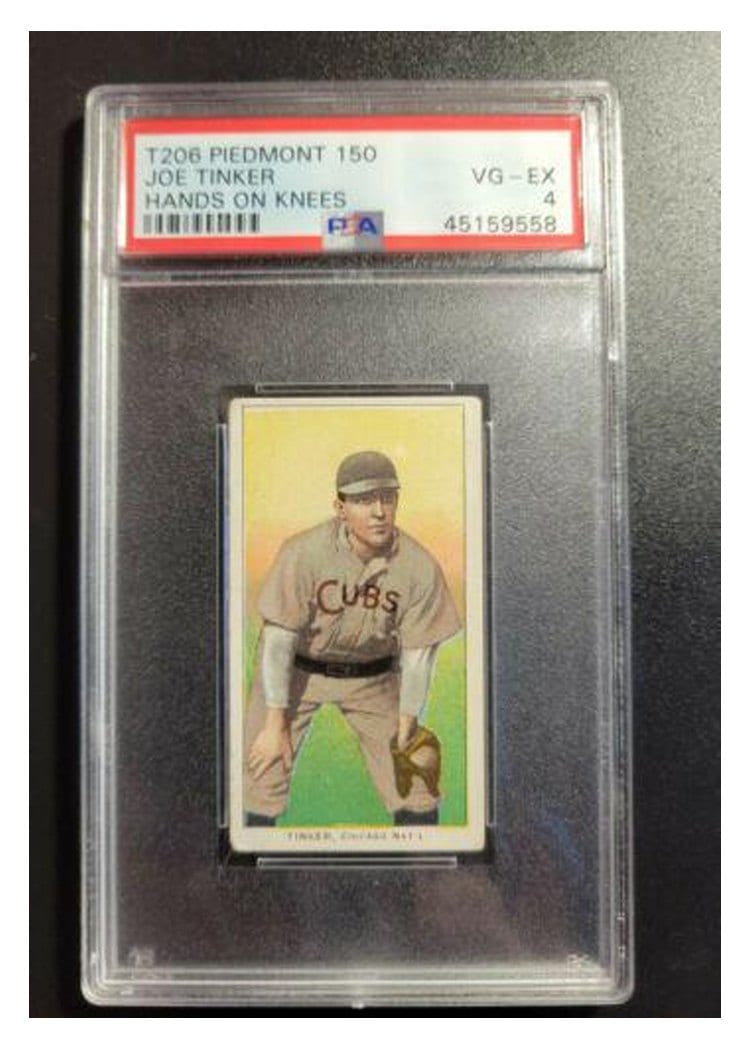 1909 T206 Piedmont 150 Joe Tinker Hands on Knees card