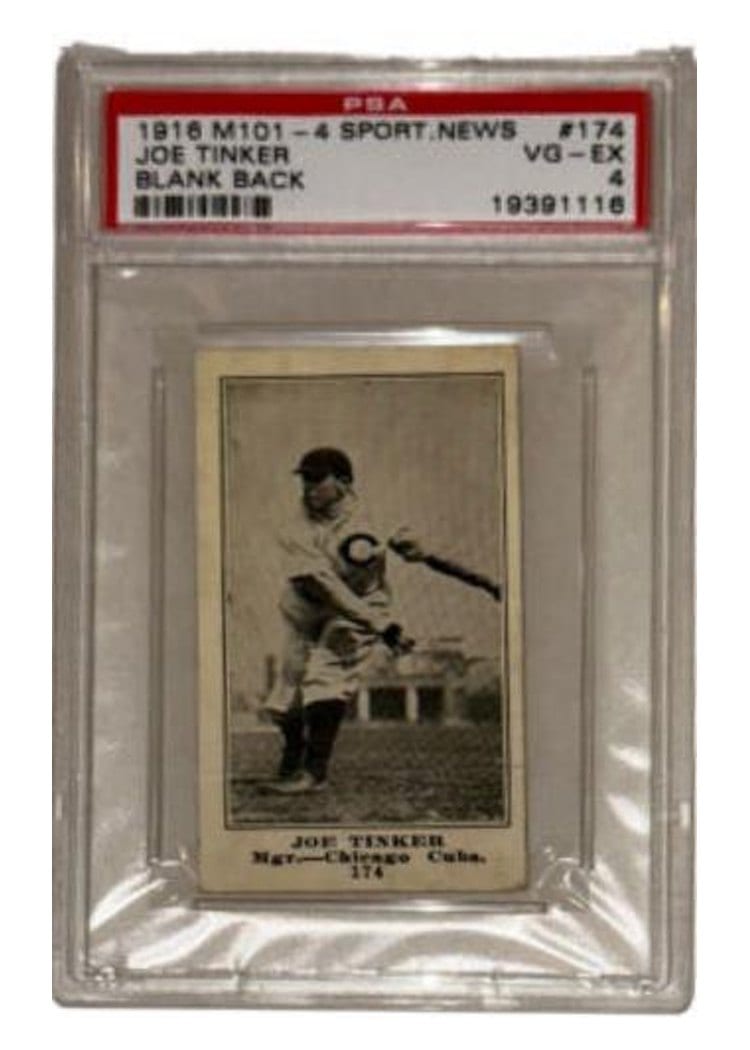 1916 M101 4 Sporting News Joe Tinker #174 card