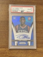 2014 Panini Prizm Rookie Autographs Blue Joel Embiid #3 card