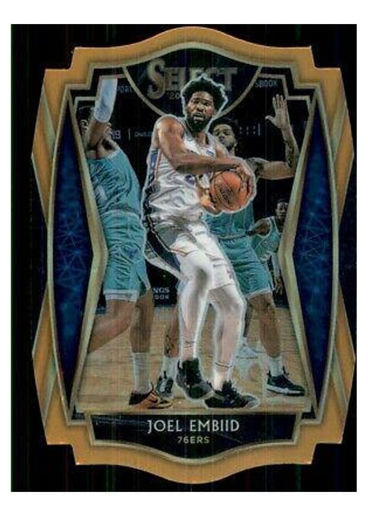 2020-21 Panini Select Base Set Joel Embiid Orange Prizm Die Cut #120 card