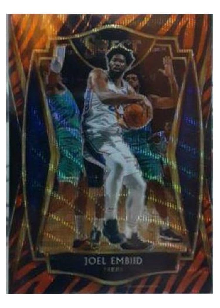 2020-21 Panini Select Base Set Joel Embiid Tiger Prizm #120 card