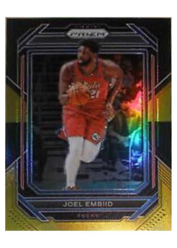 2022-23 Panini Prizm Base Set Joel Embiid Black Gold Prizm #34 card