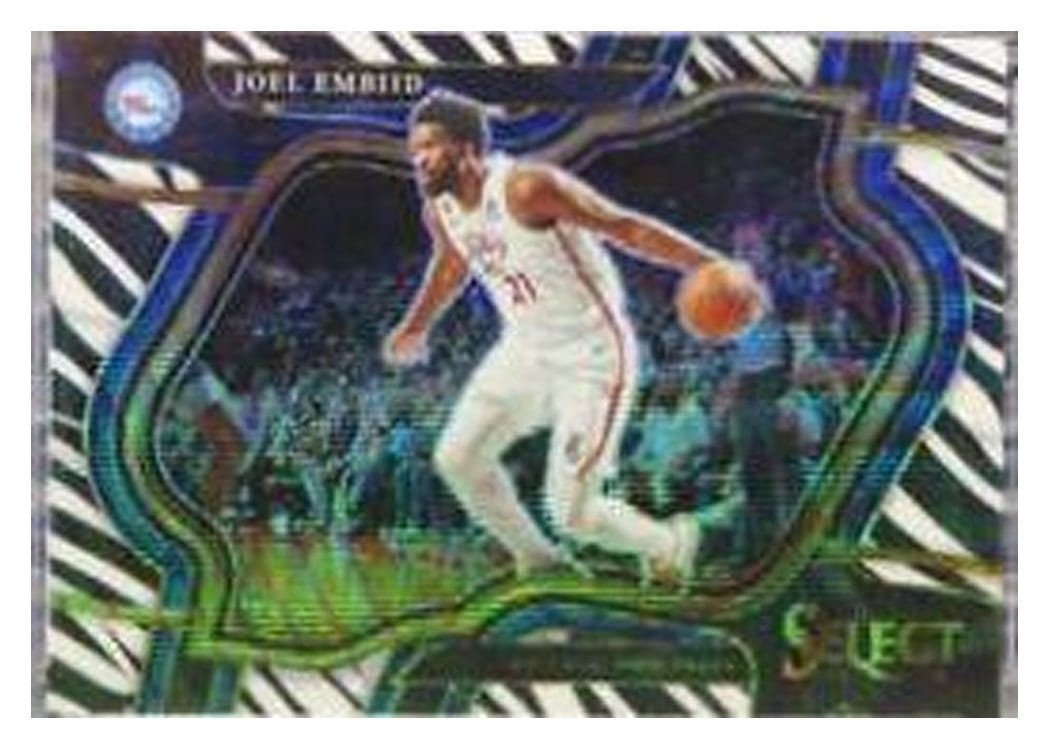 2022-23 Panini Select Base Set Joel Embiid Zebra Prizm #247 card